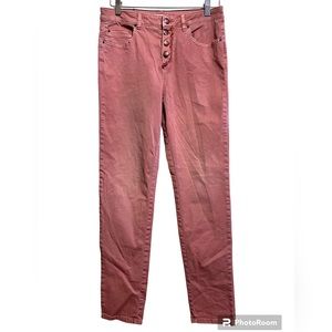 ESPRIT ORGANIC” vintage button fly denim, blush pink jeans